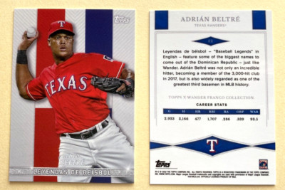 2022 TOPPS X WANDER FRANCO LEYENDAS DE BÉISBOL ADRIÁN BELTRÉ CARD 32 RANGERS