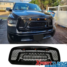 Fits 13-24 Dodge Ram 1500 Rebel Style Front Bumper Mesh Grille Gloss Black