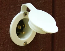 110V 15A White or Black RV Marine Onboard Shore Power Flanged Inlet Port 120 125