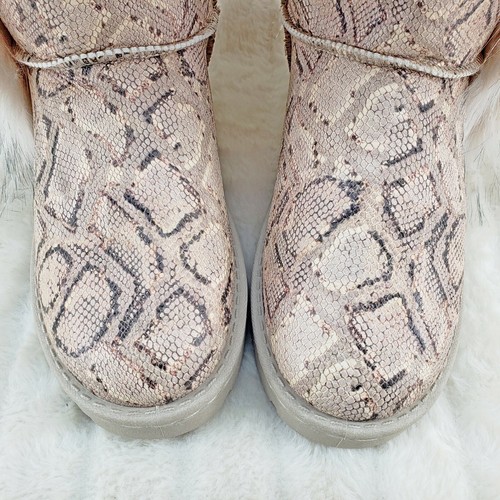 Chi Chi Chi Botas de Invierno Planas Pelurosas Serpiente Beige Imitación Forradas de Piel EE. UU. Para Mujer - Imagen 7 de 12