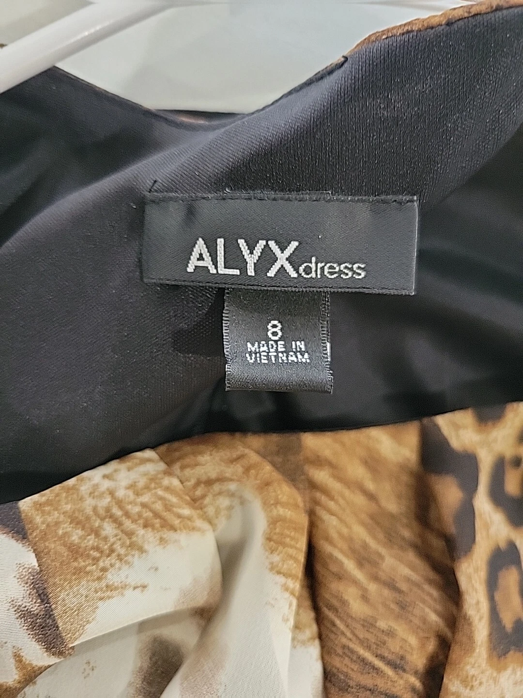 Abito Alyx nero gonna colore leppard top taglia 8 maniche ad aletta