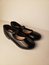 Girl  s Capezio Black Patent Tap Shoes - Size 13.5 M B7