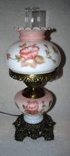 VINTAGE GWTW HURICANE LAMP HAND PAINTED PINK 19"