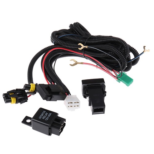 H11 Fog Light Wiring Harness Sockets Wire LED indicators Switch 12V 40A Relay - Picture 2 of 12