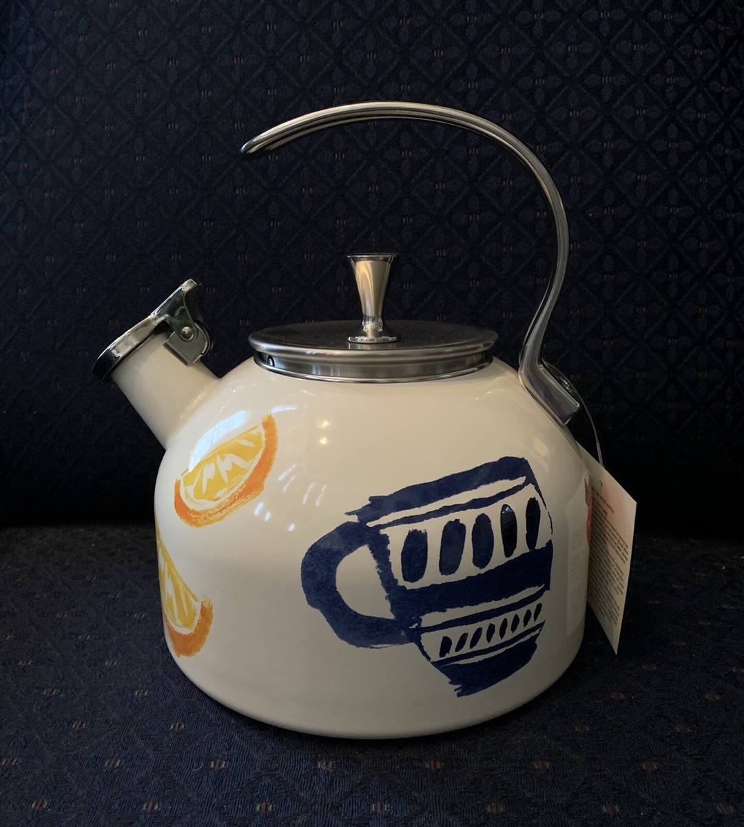 Electric Kettle White Enamel Tea Kettle Vintage Enamel Ware Large