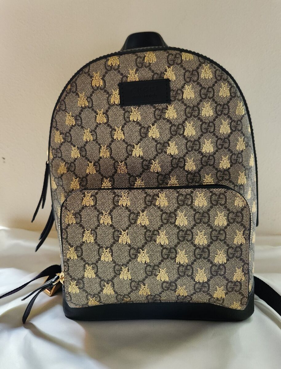 NWOT Authentic Gucci Supreme Bee GG Backpack Canvas Leather NWOT Authentic Gucci Supreme Bee GG Backpack Canvas Leather