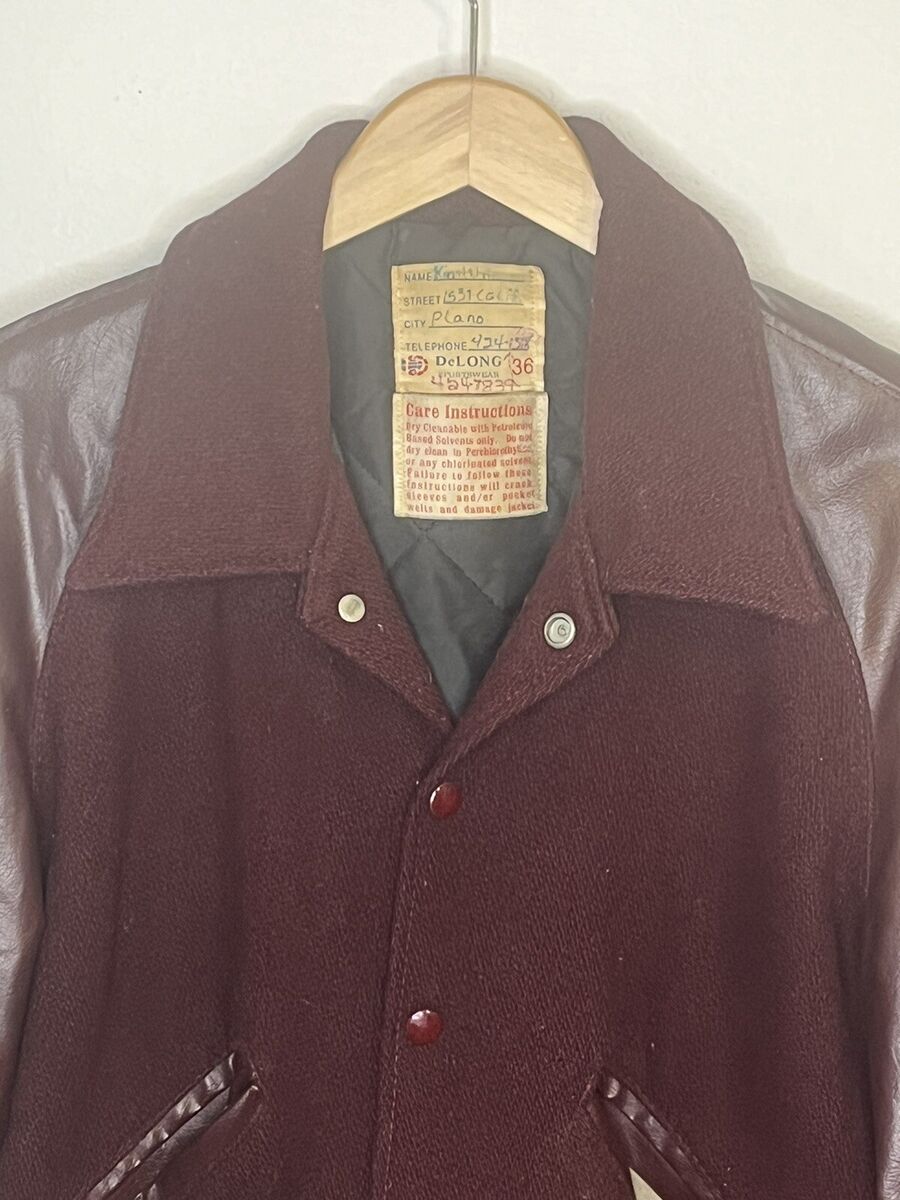 VTG 60's/70's DeLONG Sportswear Leather Varsity Jacket Sz 36 VTG 60's/70's DeLONG Sportswear Leather Varsity Jacket Sz 36