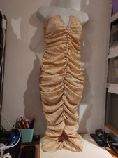 *NEW* Pretty Little Thing.  Yellow Pattern Runched Strapless Dress.  Size 8