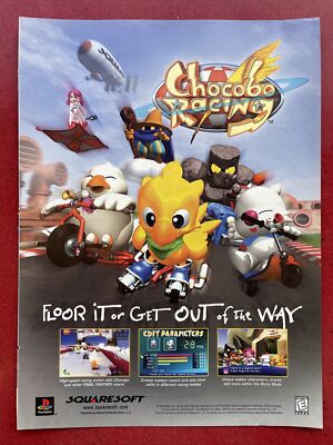 1999 Chocobo Racing PS1 Playstation 1 Vintage Print Ad Final Fantasy Art GTA2