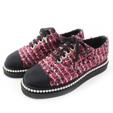Chanel Tweed Low-Cut Sneakers Pink Good condition stylish Size35 US About5 Women