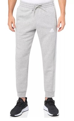 Size 4XLT Adidas Essentials Fleece Tapered Cuff Men s Pants IJ6494 Gray NEW