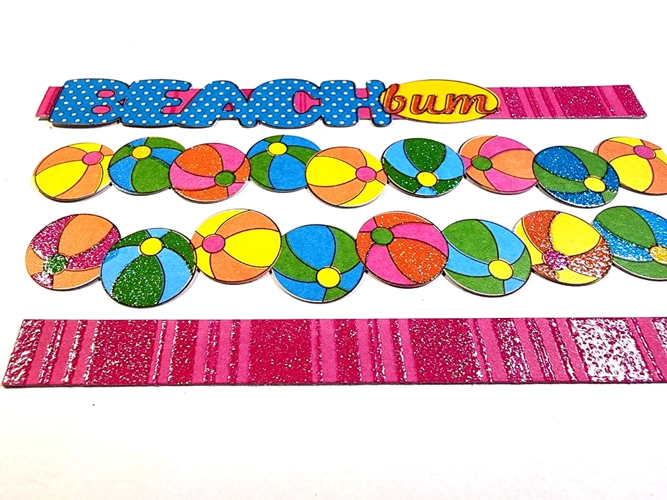 Pelotas de playa y vagabundo de playa título brillo brillante acentos océano agua arena 4 pegatinas Foto 2 de 2