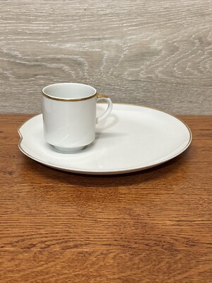 Golden Heirloom JSC 2 Piece Snack Plate And Cup- White With Gold Trim