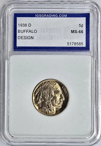 Toned 1938 D Buffalo Nickel GEM UNC MS+