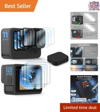 9H Hardness Tempered Glass Protectors & Lens Cover Kit for GoPro Hero 9-12