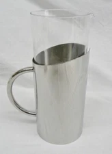 Mid-Century Modern DEAGOSTINI Stainless + Glass Insert 9" Pitcher MINT Italy