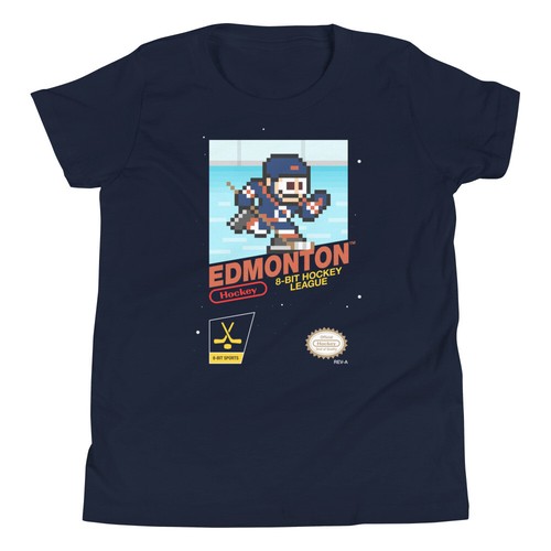 Edmonton Oilers Hockey Team Jersey 8-bit Nintendo Youth Kid Child T-Shirt - Picture 7 of 10