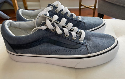 Vans Off The Wall Old Skool Sneakers US Mens 5.0 Womens 6.5 Denim Blue NWOT