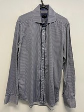 GUIDE LONDON MENS PURE COTTON LS SHIRT IN NAVY STRIPE SIZE M MINT S118 
