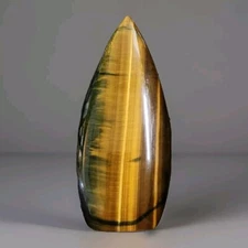 Large Yellow Tiger Eye Teardrop Freeform Ornament Flame - USA