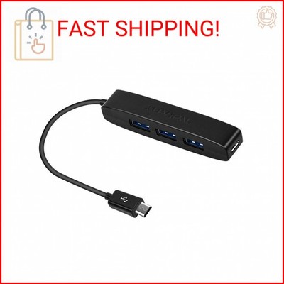AuviPal 3-Port Micro USB OTG Hub Adapter (3 USB Ports + Power Port) for Fire Sti