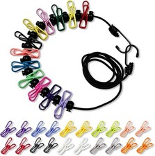 Windproof Portable Clothesline with 12 Built In Clips and 20 Extra Clips