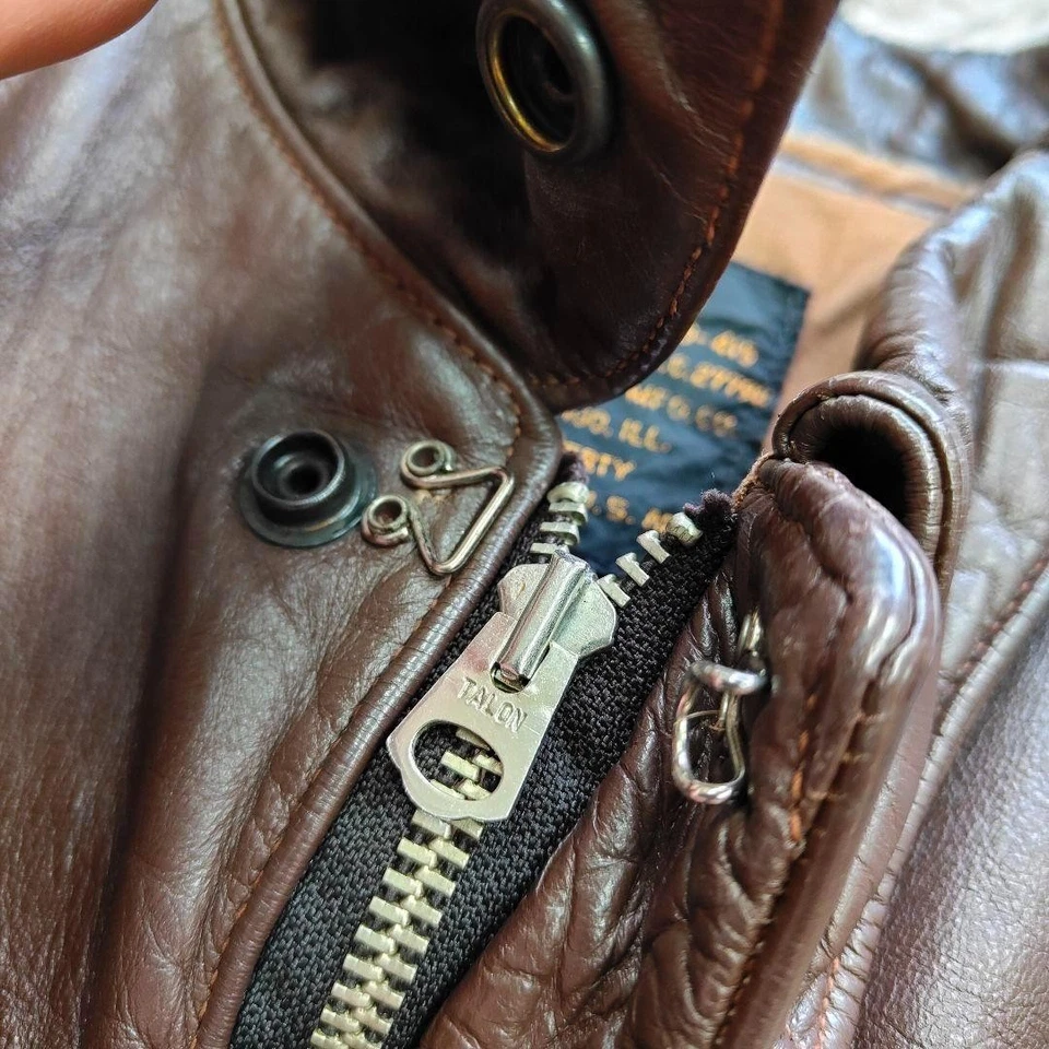 J.A.DUBOW A-2 Chaqueta de Vuelo Cuero Genuino 44 Marrón Usado Hecho en EE. UU. Foto 2 de 4