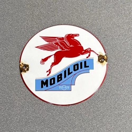 VINTAGE MOBIL PEGASUS GASOLINE PORCELAIN SIGN CAR GAS TRUCK OIL MOTORCYCLE