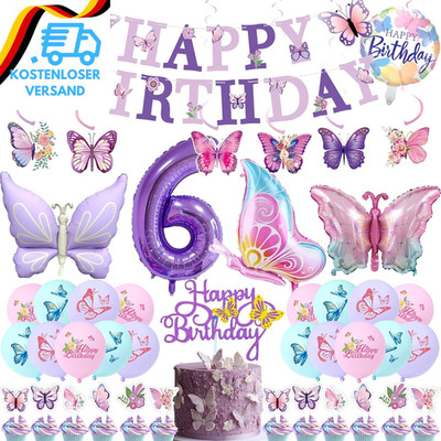 6. Geburtstag Deko Schmetterling Lila - 45 Stück Kinder Geburtstag Party Deko Mi