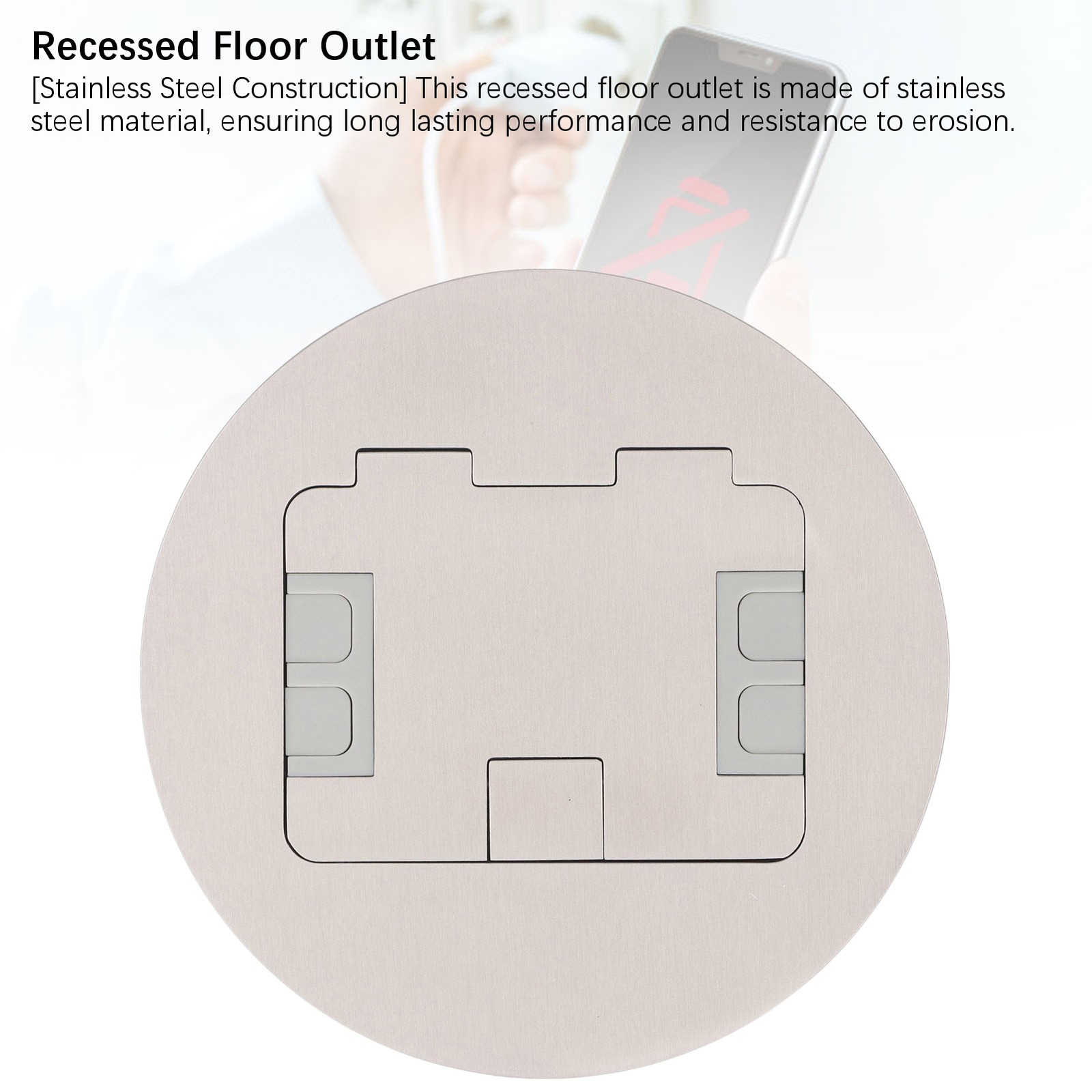 2 Sockets Stainless Steel Recessed Floor Outlet For Office Easy To Use