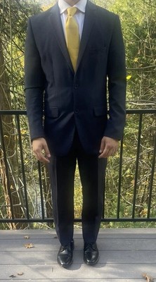 Monaco Retro Paris Mens 2PC Suit 2 Buttons Solid Navy Size 36R/30W, Nicolas