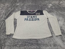 Cotton Men Waffle Long Sleeve Top Jumper T-Shirt Sweater Grey Size XL A11-05