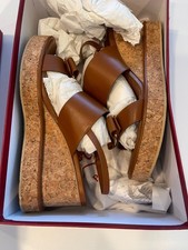 Salvatore Ferragamo Brown Guidith Cork 3.25 Wedge Sandals US 9C Med Width