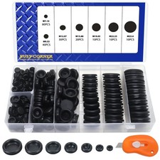 200 Pieces Closed Rubber Grommet Firewall Solid Closed Hole Plug Assortment K...