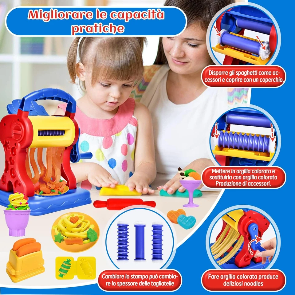 Formine per Plastilina, 46 Pasta Modellabile Con Macchina, 12 Vasetti, Giochi pe - Immagine 4 di 4