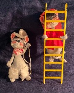 Vintage Annalee 1970 Fireman with Ladder Red Hat Doll & 1971 Cowboy with Rope!