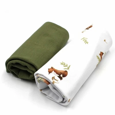 VMG-STORE Stoffpaket 0,5m Jersey+ 0,5m Bündchenstoff Nähen Kinderkleidung Set 63 Füchse