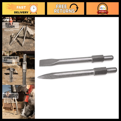 2-Piece 1-1/8'' Hex Point & Flat Concrete Chisels for Electric Jack Hammer Bit
