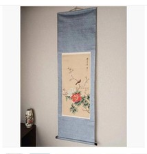 Peony & Bird Hanging Decor Pale Blue Flowers Wind & Moon Used