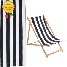 44X17Inch Beach Sling Chair Replacement Canvas 1Mm Thick Black and White Stripes