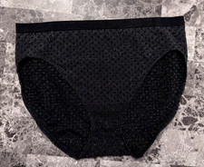VICTORIA'S SECRET BLACK SILVER SHIMMER POLKA DOT SEAMLESS HIGH LEG BRIEF PANTIES