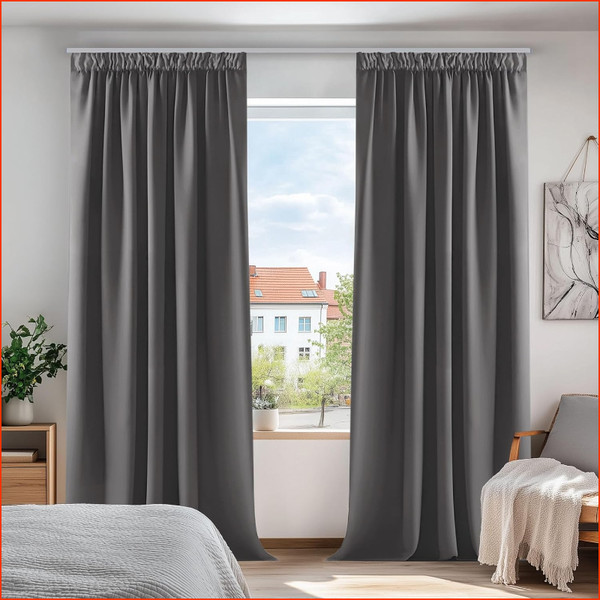 VerdunkelungsvorhäNge 2Er Set H245 X B140 Cm Hellgrau Thermovorhang Wohnzimmer-image