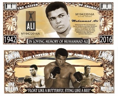 Pack of 100 In Memory of Muhammad Ali Boxing 1 Million Dollars Novelty Money