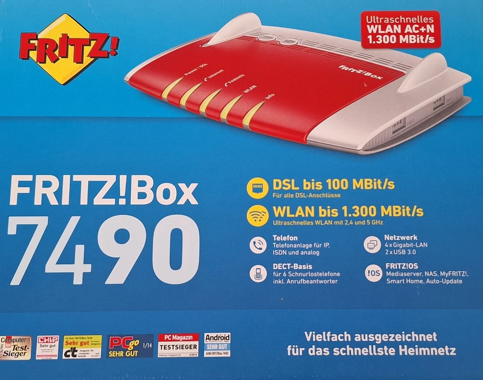 AVM FRITZ!Box 7490 WLAN Router mit Modem (20002584) oder als Mesh-Repeater