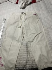 Vtg The Disney Store Womens L White Cotton Capris Aloha Mickey NWT Old New Stock