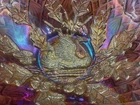 VINTAGE CARNIVAL MILLERSBURG RADIUM PURPLE NESTING SWAN BOWL “DIAMOND & FAN EXT”