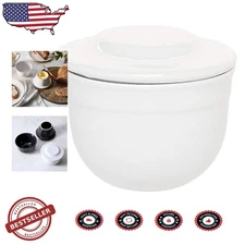 Elegant Ceramic Butter Keeper Flour Dishwasher Safe Bamboo Lid