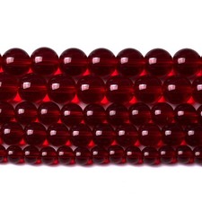 Smooth Garnet Red Glass Crystal Round Loose Beads 6mm 68pcs 15 Inch Strand