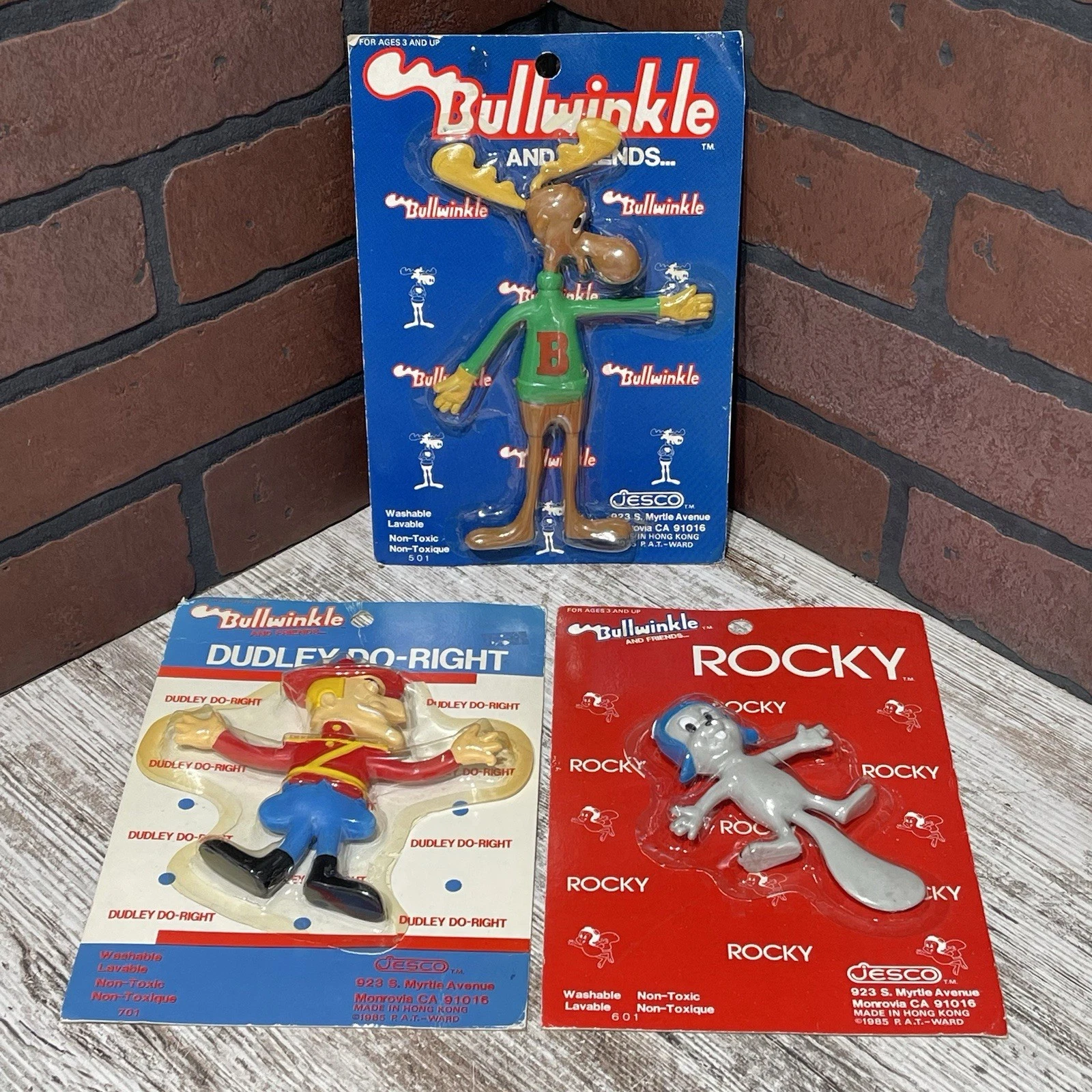 Jesco 1985 Bullwinkle And Friends Bendable Bullwinkle Rocky Dudley Do-Right Figs
