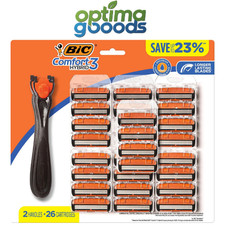 BIC Comfort 3 Hybrid Razors 2 Handles  26 Cartridges Refill Blades NEW